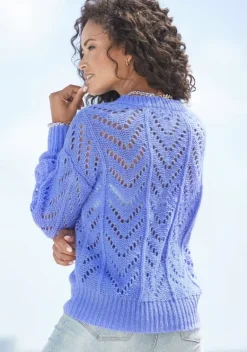 Pullover|Vivance Ajourpullover Blau