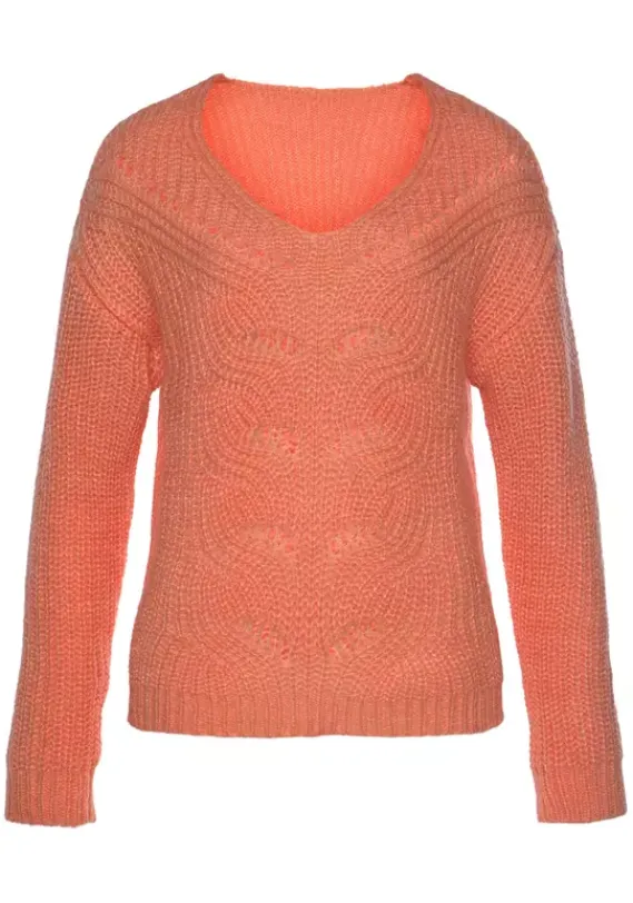 Pullover|LASCANA Ajourpullover Papaya