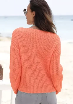 Pullover|LASCANA Ajourpullover Papaya