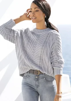 Pullover|LASCANA Ajourpullover Bleu