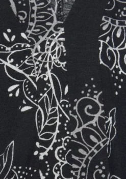 Damenshirts|Vivance 3/4-Arm-Shirt Schwarz-Weis Bedruckt