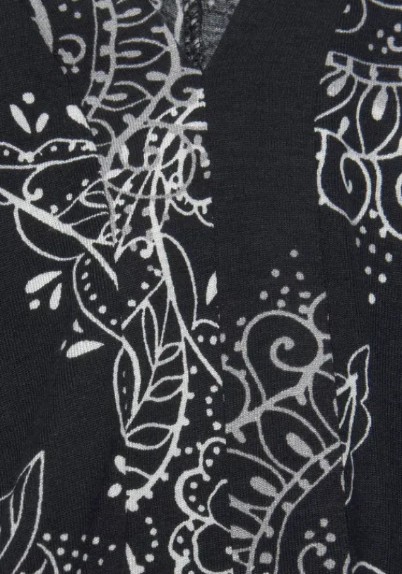 Damenshirts|Vivance 3/4-Arm-Shirt Schwarz-Weis Bedruckt