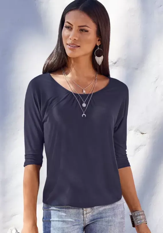 Damenshirts|LASCANA 3/4-Arm-Shirt Navy