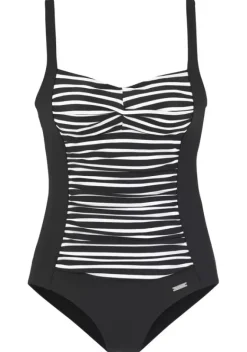 Badeanzuge|LASCANA Badeanzug Schwarz-Gestreift