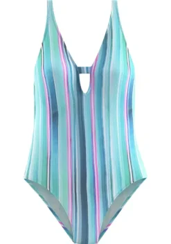 Badeanzuge|Venice Beach Badeanzug"Acqua" Turkis-Gestreift