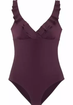 Badeanzuge|JETTE Badeanzug"Volant" Bordeaux