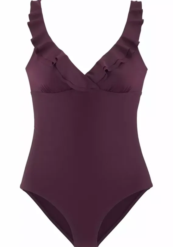 Badeanzuge|JETTE Badeanzug"Volant" Bordeaux