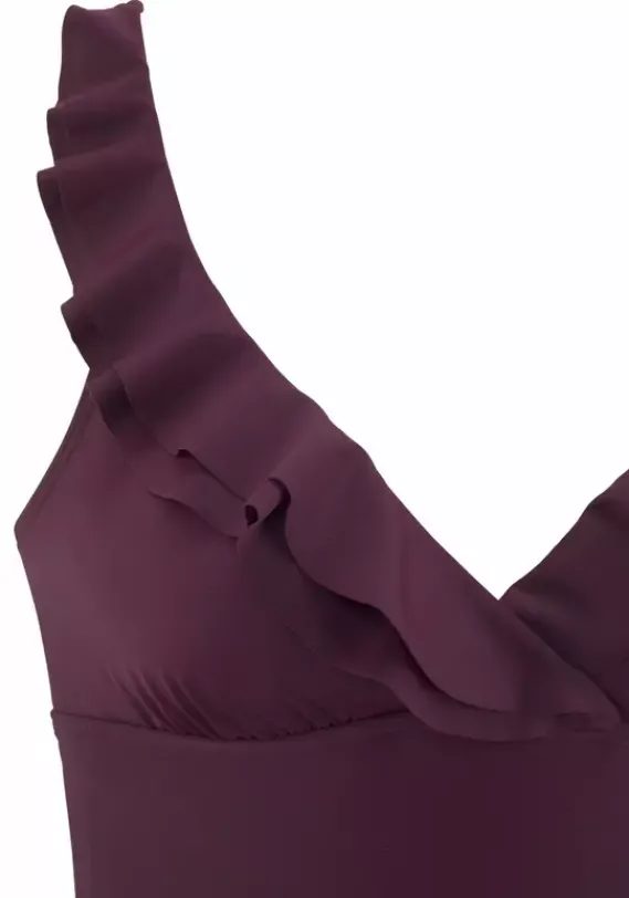 Badeanzuge|JETTE Badeanzug"Volant" Bordeaux