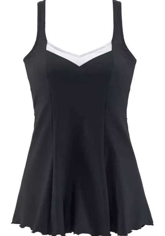 Badeanzuge|LASCANA Badekleid Schwarz-Reinweis
