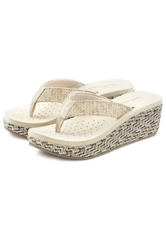 Badeschuhe|Venice Beach Badezehentrenner Beige