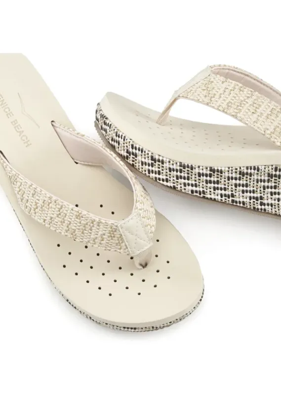 Badeschuhe|Venice Beach Badezehentrenner Beige