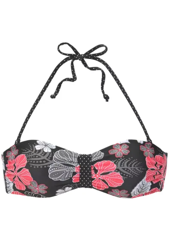 Bikini-Oberteile|Buffalo Bandeau-Bikini-Top"City" Schwarz-Bedruckt