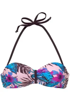 Grose Cups|Venice Beach Bandeau-Bikini-Top"Marly" Rosa-Bedruckt