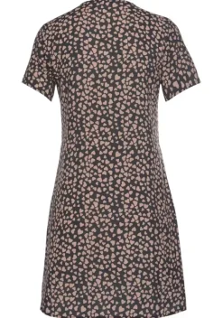 Kurze Kleider|LASCANA Blusenkleid Schwarz-Cognac-Bedruckt