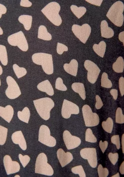 Kurze Kleider|LASCANA Blusenkleid Schwarz-Cognac-Bedruckt