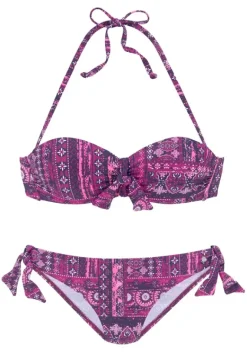 Grose Cups|s.Oliver Bugel-Bandeau-Bikini"Medley" Magenta Bedruckt