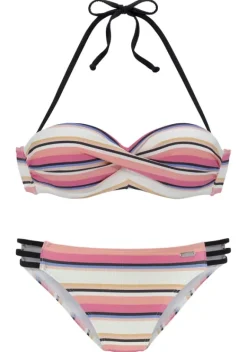 Grose Cups|Venice Beach Bugel-Bandeau-Bikini"Strip" Creme-Rosa