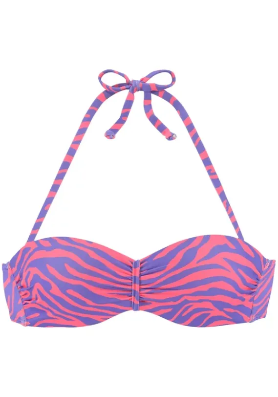Grose Cups|Venice Beach Bugel-Bandeau-Bikini-Top"Fjella" Violett-Koralle