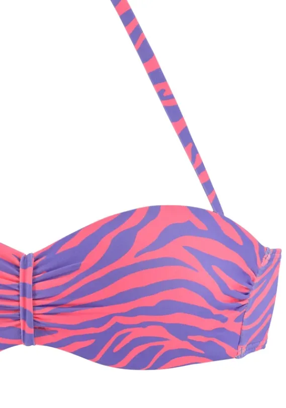 Grose Cups|Venice Beach Bugel-Bandeau-Bikini-Top"Fjella" Violett-Koralle