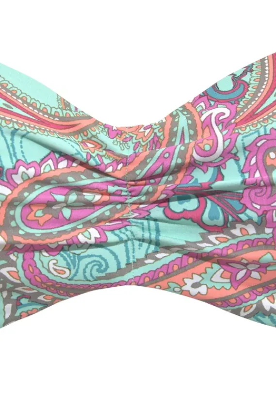 Grose Cups|Venice Beach Bugel-Bandeau-Bikini-Top"Paislee" Mint-Bedruckt