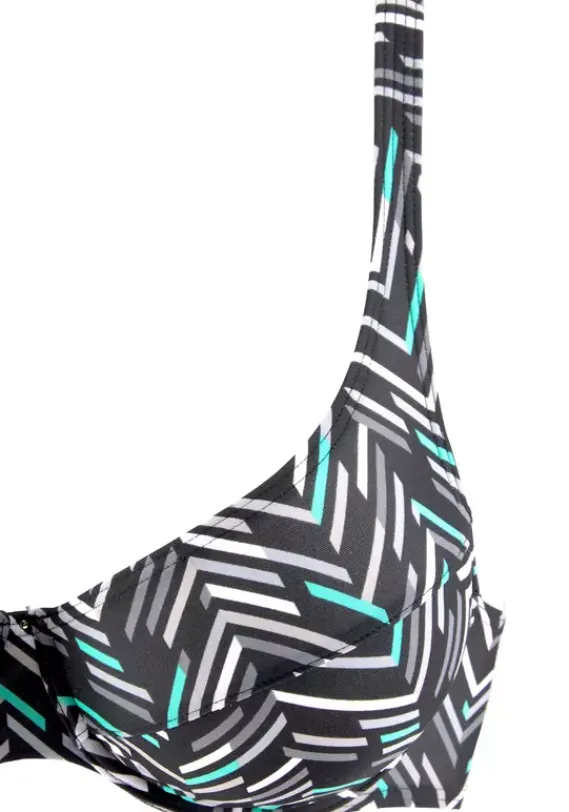 Grose Cups|LASCANA Bugel-Bikini Schwarz-Bedruckt
