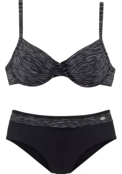 Grose Cups|KangaROOS Bugel-Bikini Schwarz-Bedruckt