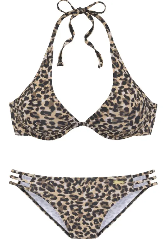 Grose Cups|Bruno Banani Bugel-Bikini"Bomba" Braun-Bedruckt