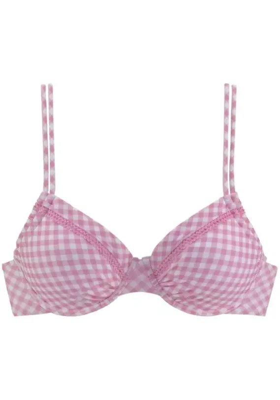 Grose Cups|Buffalo Bugel-Bikini-Top"Karo" Rosa-Kariert