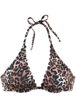 Grose Cups|LASCANA Bugel-Bikini-Top"Lexa" Braun-Bedruckt