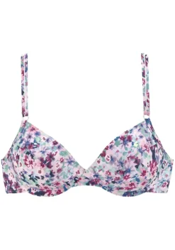 Grose Cups|s.Oliver Bugel-Bikini-Top"Scatter" Lila-Bedruckt