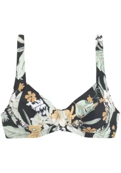 Grose Cups|Sunseeker Bugel-Bikini-Top"Suva" Schwarz-Bedruckt