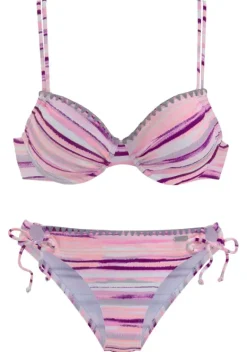 Grose Cups|Venice Beach Bugel-Bikini"Violet" Lachs-Bedruckt