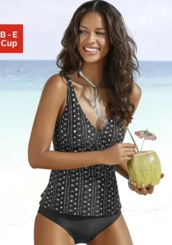 Grose Cups|LASCANA Bugel-Tankini Schwarz-Creme