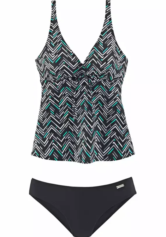 Grose Cups|LASCANA Bugel-Tankini Schwarz-Bedruckt