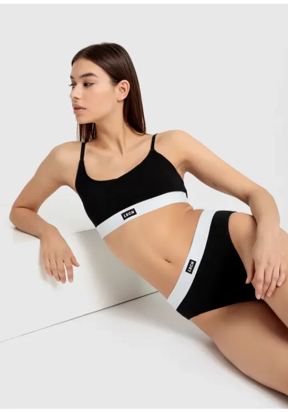 Bhs Ohne Bugel|LSCN by LASCANA Bustier Schwarz Bedruckt, Schwarz Uni