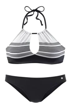 Bustier-Bikinis|JETTE Bustier-Bikini Schwarz-Weis