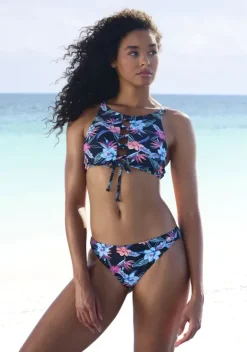 Bustier-Bikinis|KangaROOS Bustier-Bikini-Top"Agave" Schwarz-Bedruckt