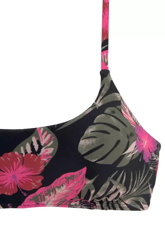 Bustier-Bikinis|LASCANA Bustier-Bikini-Top"Elsa" Schwarz-Pink-Bedruckt