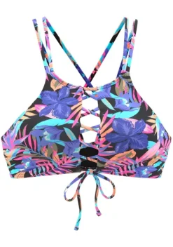 Bustier-Bikinis|Bench. Bustier-Bikini-Top"Pitch" Schwarz-Bedruckt