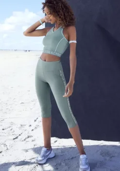 Lange Hosen|LASCANA ACTIVE Caprileggings Rauchmint-Grau-Mint