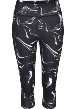 Lange Hosen|LASCANA ACTIVE Caprileggings"Black Marble" Schwarz-Gemustert-Weis