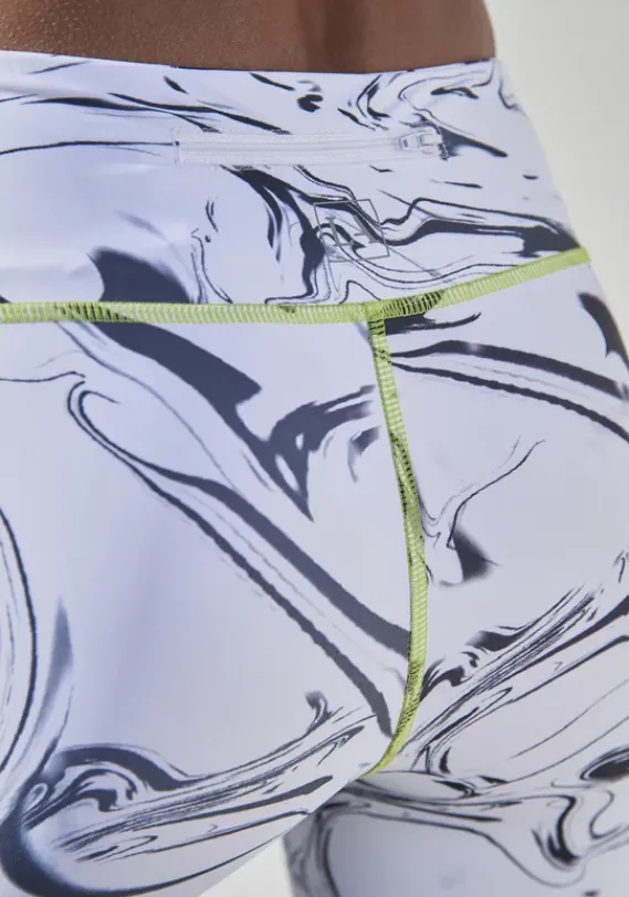 Lange Hosen|LASCANA ACTIVE Caprileggings"White Marble" Weis-Marmoriert-Schwarz
