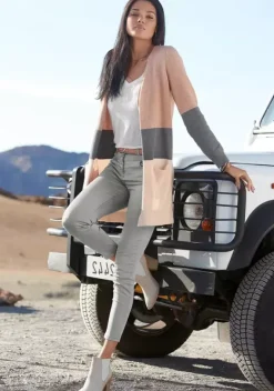 Jacken & Mantel|Vivance Cardigan Rosa-Grau-Apricot