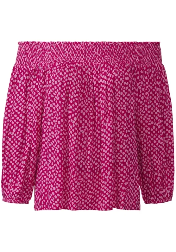 Blusen|LASCANA Carmenbluse Pink-Rosa Bedruckt