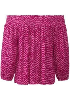 Blusen|LASCANA Carmenbluse Pink-Rosa Bedruckt