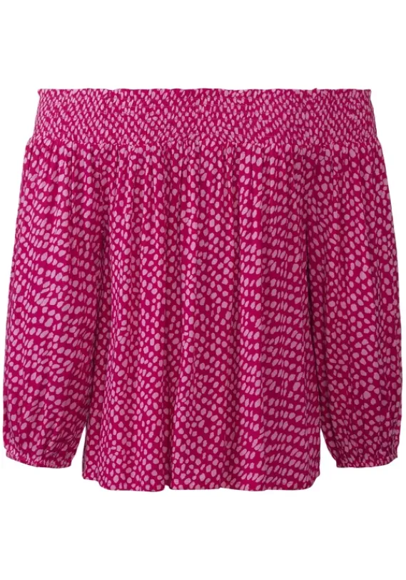 Blusen|LASCANA Carmenbluse Pink-Rosa Bedruckt