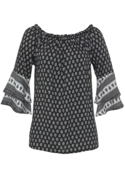 Strandmode|LASCANA Carmenbluse Schwarz-Weis