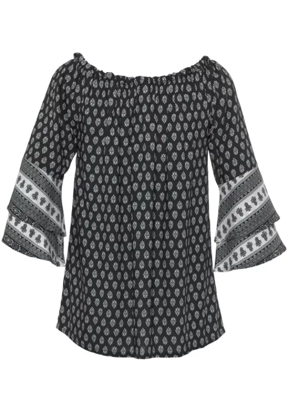 Strandmode|LASCANA Carmenbluse Schwarz-Weis