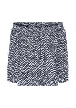 Blusen|LASCANA Carmenbluse Marine-Creme Bedruckt