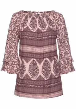 Blusen|LASCANA Carmenbluse Altrosa-Bedruckt